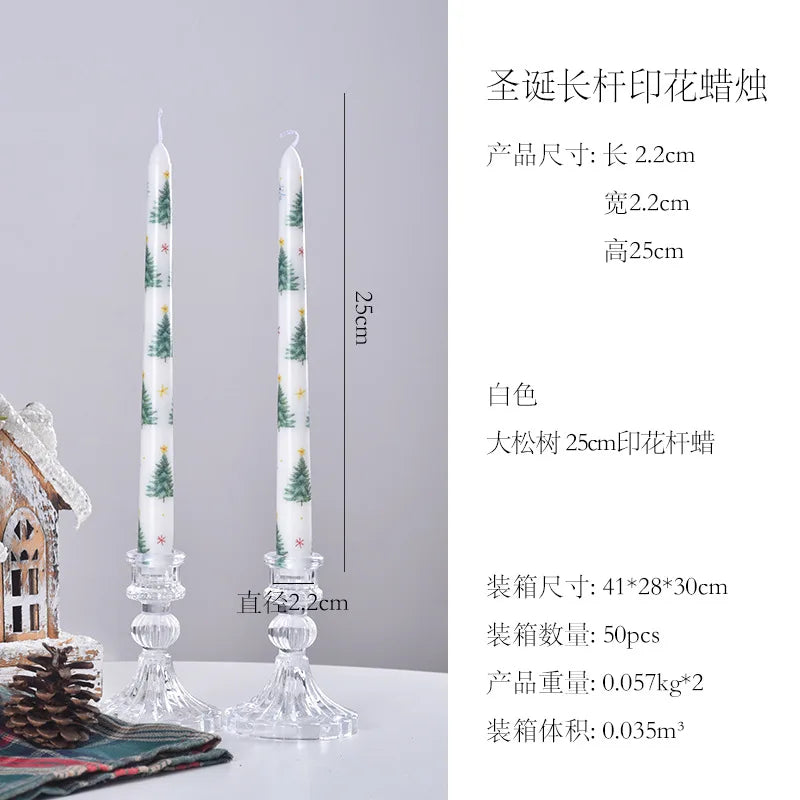 2 pcs 7.5” Christmas Taper Candles – Elegant Holiday Design - candletown.net