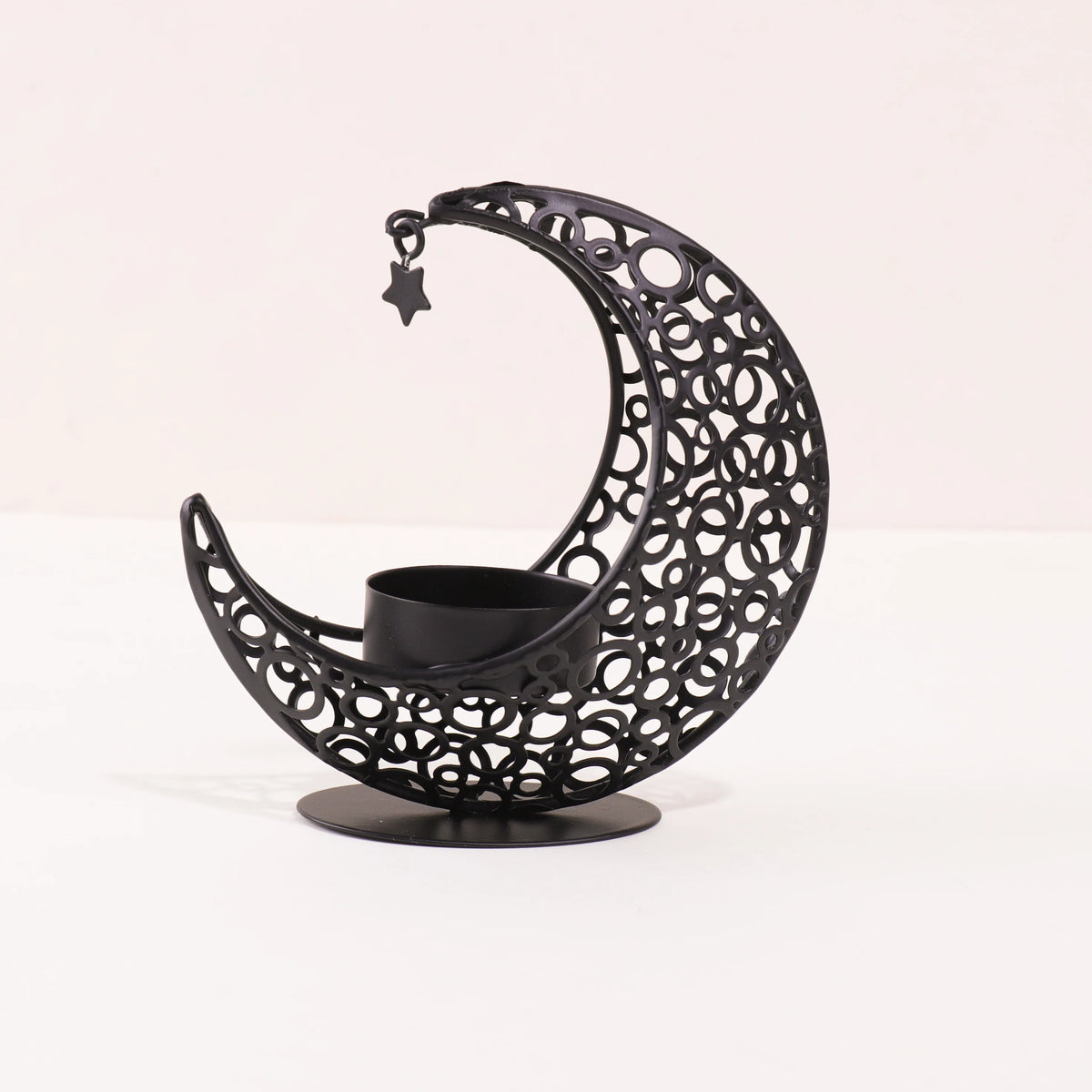 Black & Gold Crescent Moon Candle Holder – 11.2 cm - candletown.net