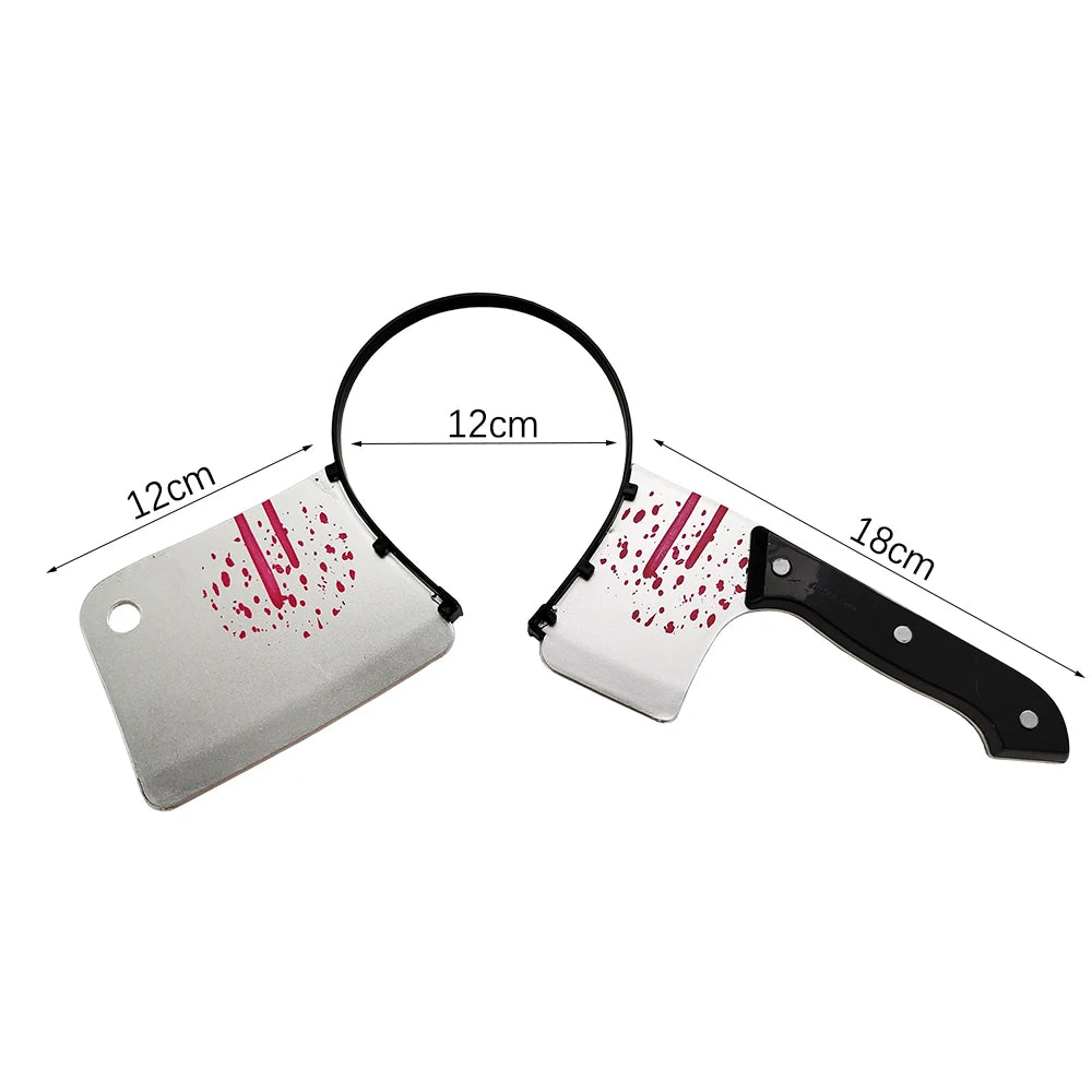 Halloween Horror Headbands – Fake Knife, Axe & Scissors Props for Costume Parties