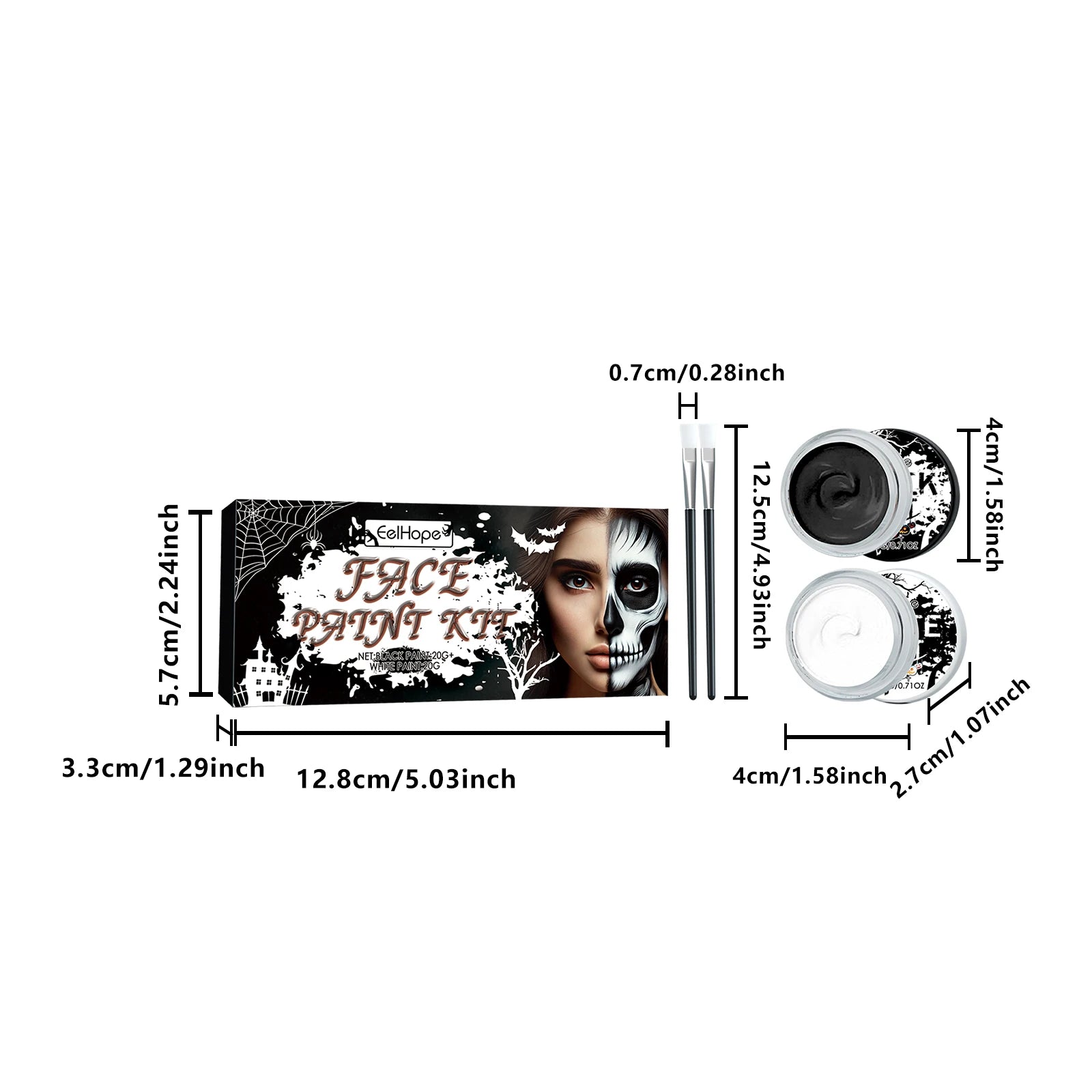 Black & White Halloween Face Paint Set