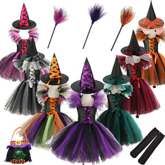 Kids Witch Costume – Hat, Broom & Accessory Options (Multicolor)