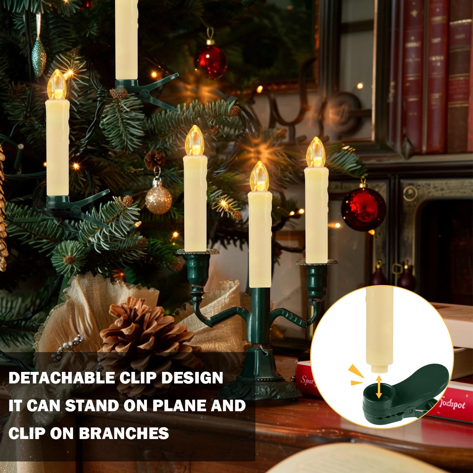 Flameless LED Taper Candles for Christmas Tree
