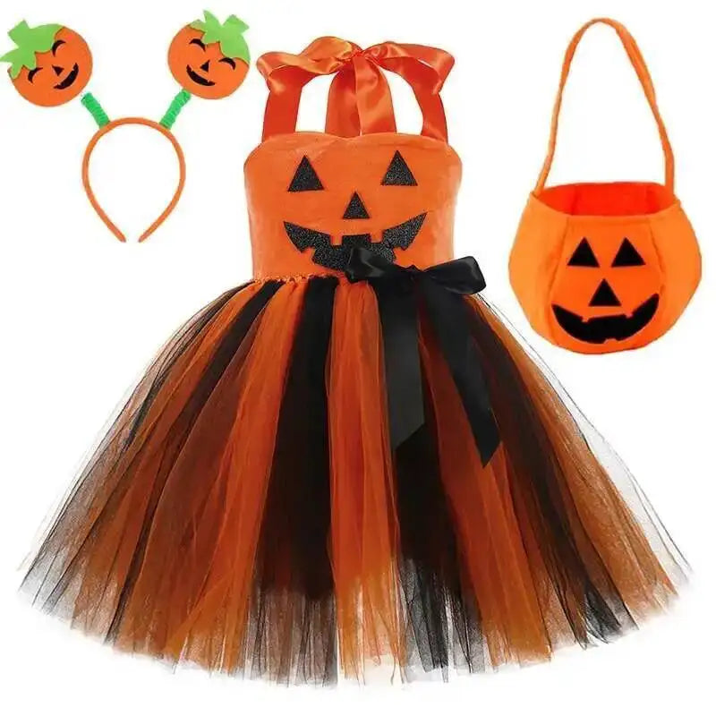 Tyttöjen Kurpitsanoita-asu – Halloween Tutu-mekko