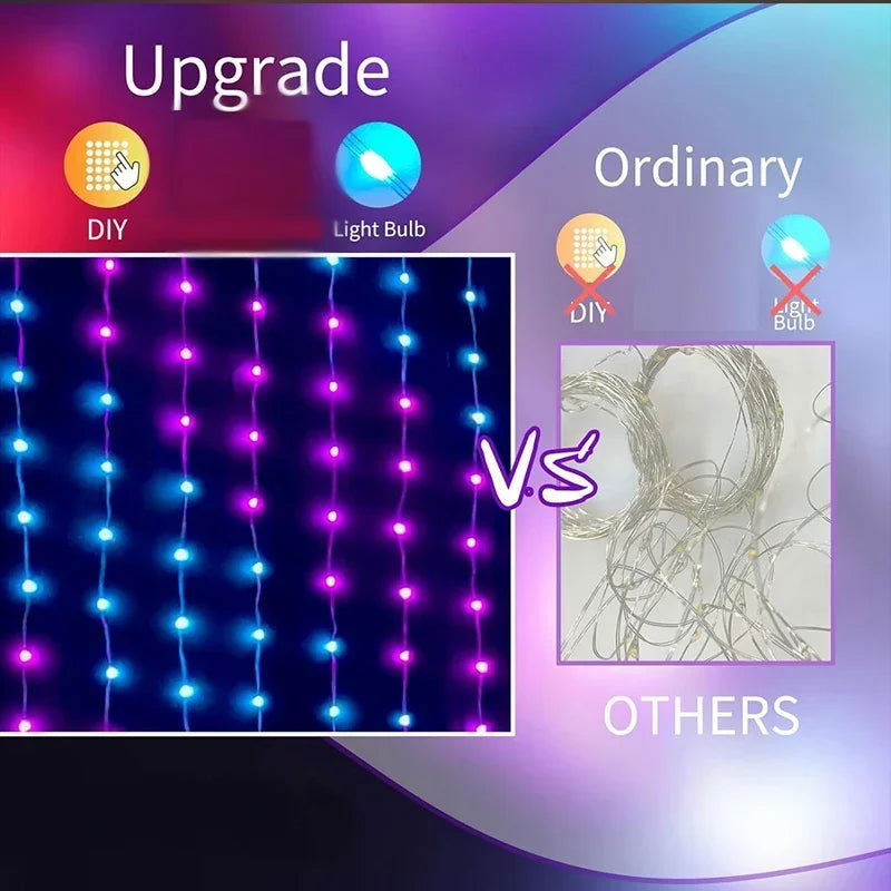 Smart Curtain Lights with Bluetooth App Control - RGB LED String for DIY Decor - candletown.net