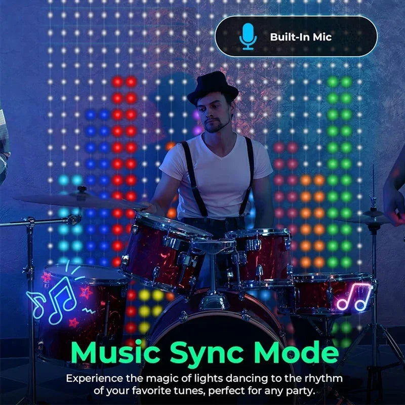 Smart Curtain Lights with Bluetooth App Control - RGB LED String for DIY Decor - candletown.net