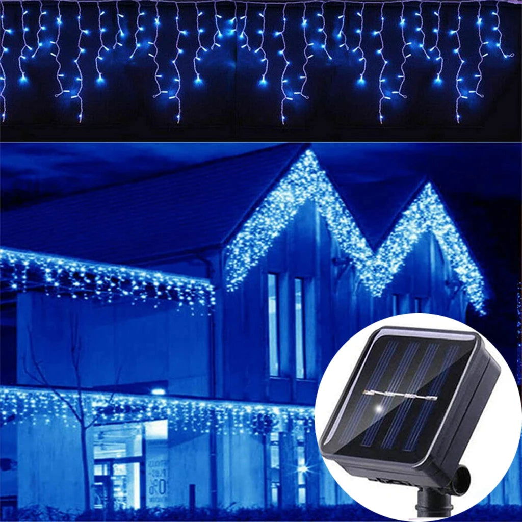 Solar Curtain Icicle Lights - Outdoor Fairy String Lights for Garden & Holiday Decor - candletown.net