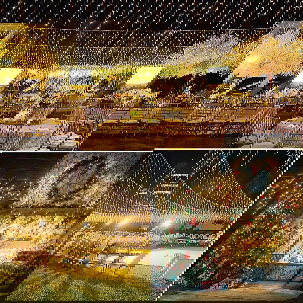 Solar Curtain Icicle Lights - Outdoor Fairy String Lights for Garden & Holiday Decor - candletown.net