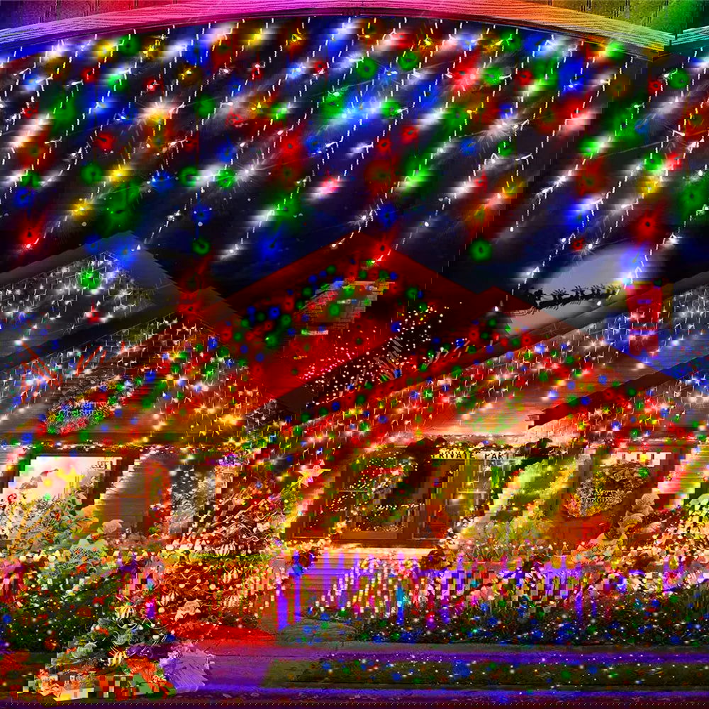 Solar Curtain Icicle Lights - Outdoor Fairy String Lights for Garden & Holiday Decor - candletown.net