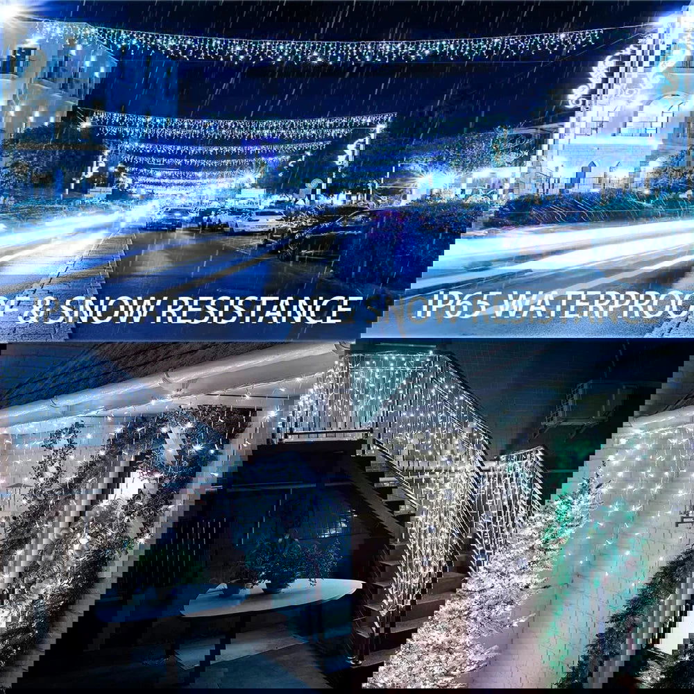 Solar Curtain Icicle Lights - Outdoor Fairy String Lights for Garden & Holiday Decor - candletown.net