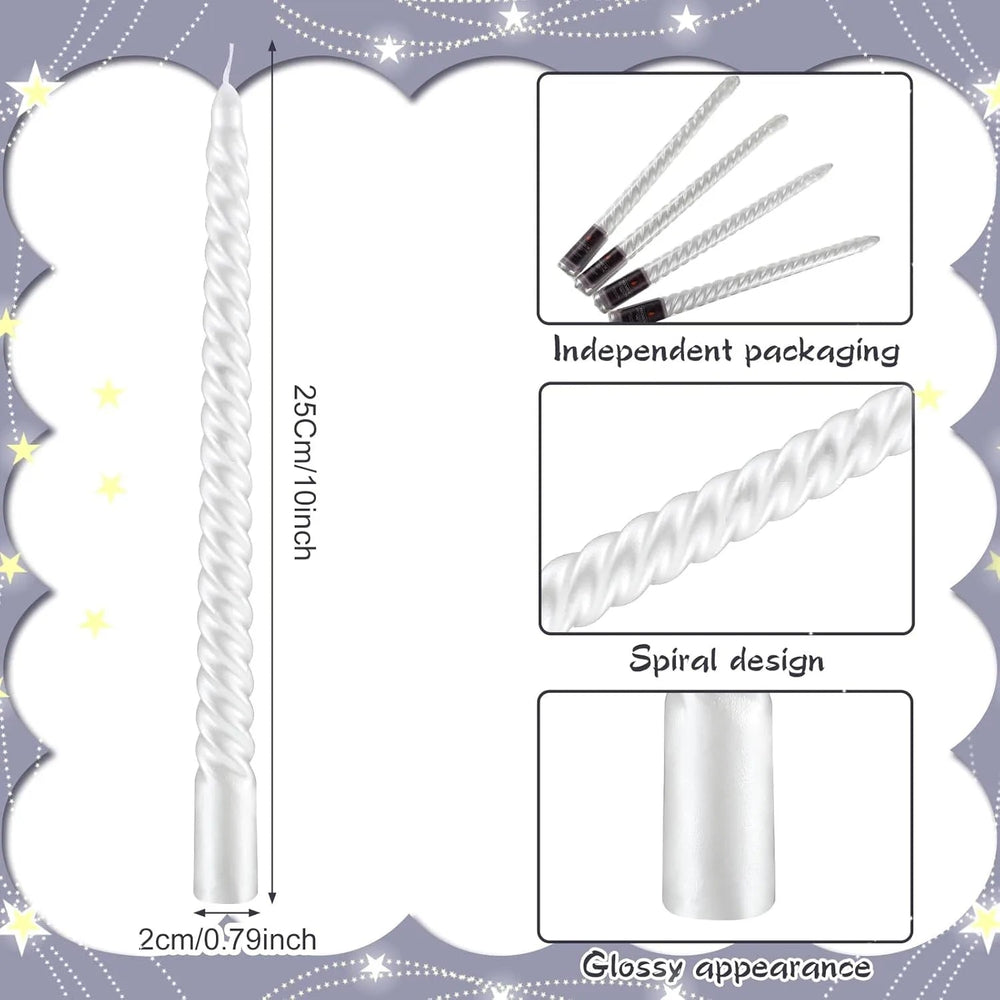 Spiral Taper Candles - 10-Inch Classic Unscented Design - candletown.net
