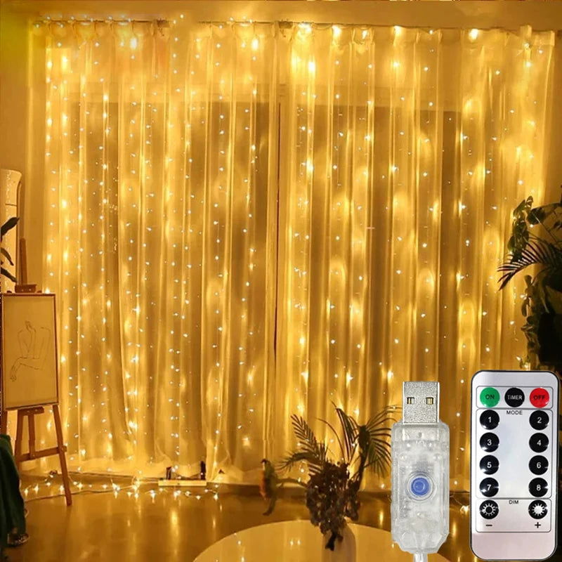 USB Curtain LED String Lights - 3/4/6M Remote Control Fairy Lights - candletown.net