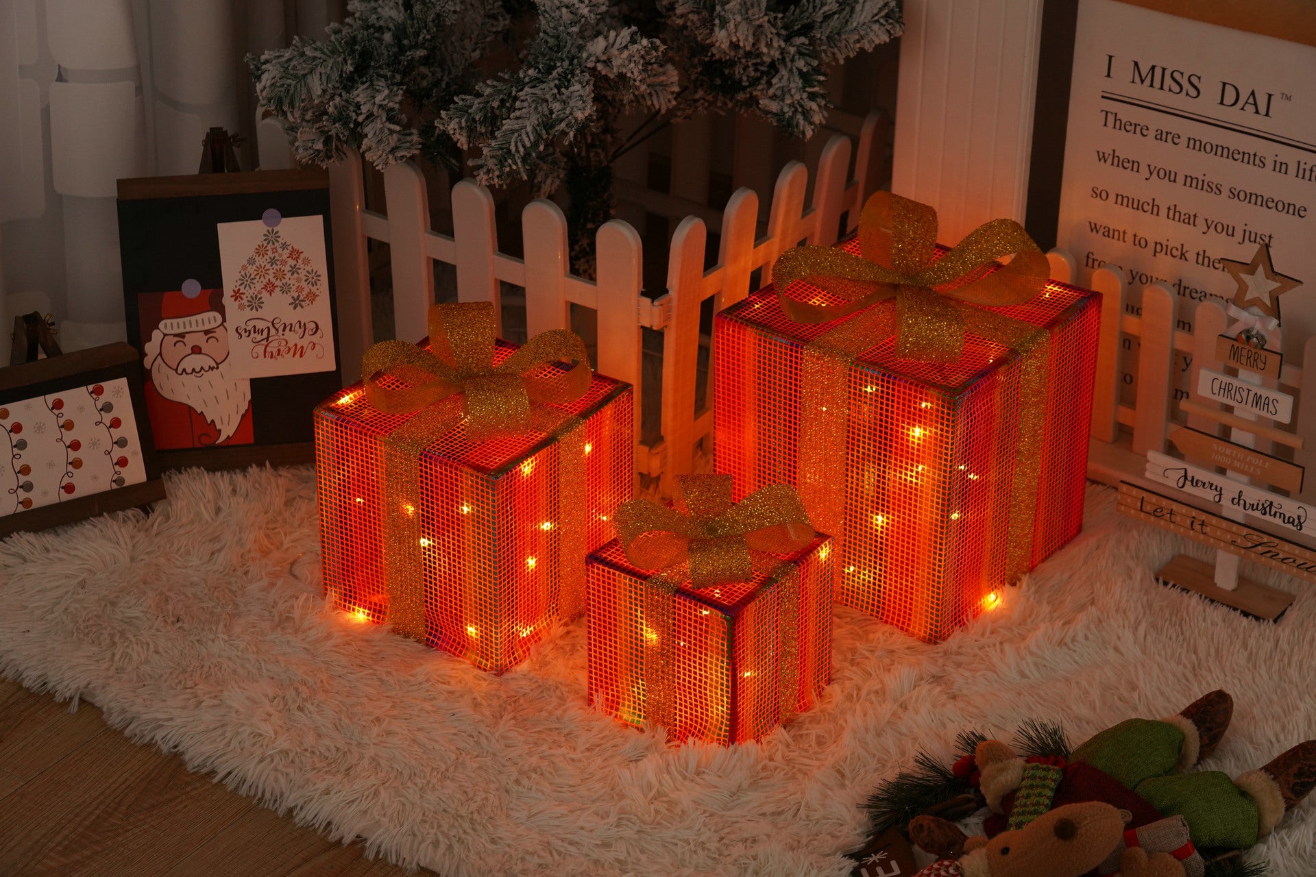 Lighted Christmas Gift Boxes – 3 PCS Decorative Set
