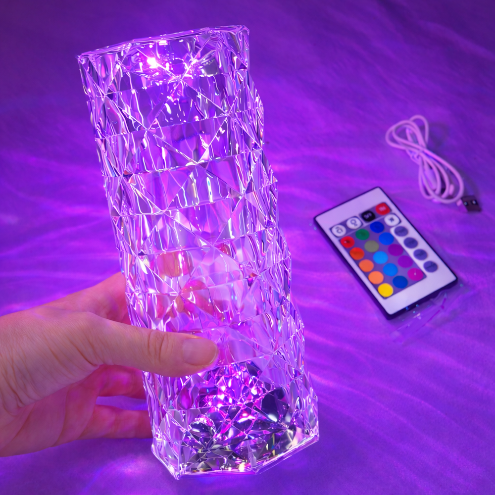 Crystal Diamond Table Lamp – Rechargeable Ambient Night Light - candletown.net