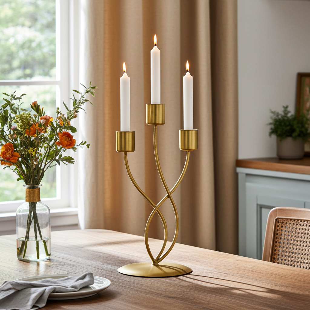 Elegant Metal Candle Holder – Vintage Iron Candelabra