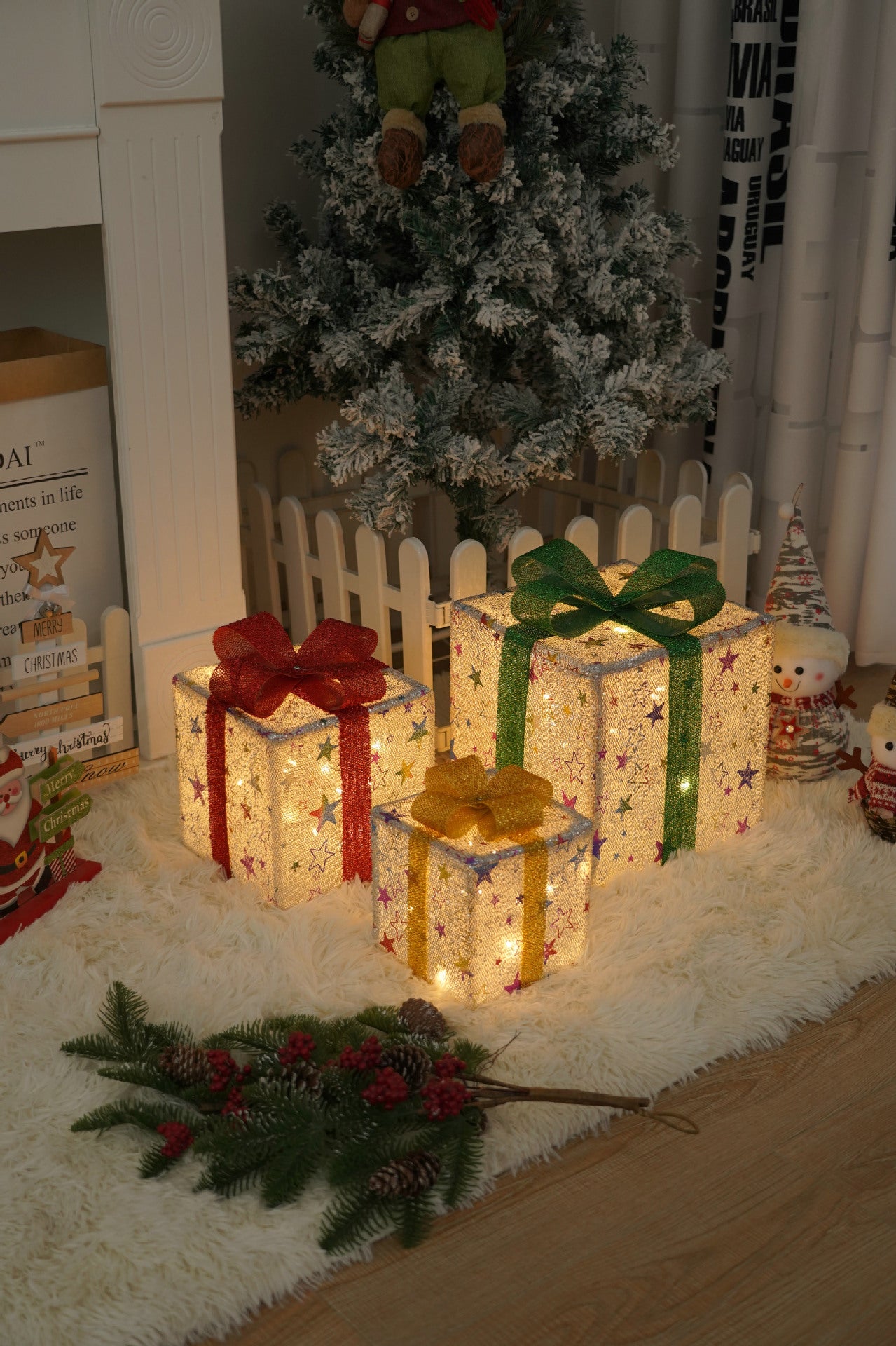 Lighted Christmas Gift Boxes – 3 PCS Decorative Set