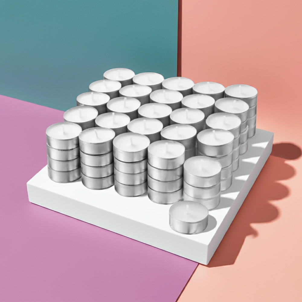 100 Pack Unscented Tea Light Candles - candletown.net