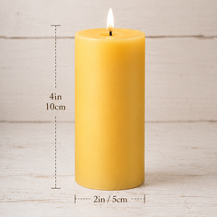 Yellow candle with measurements on a light wooden background