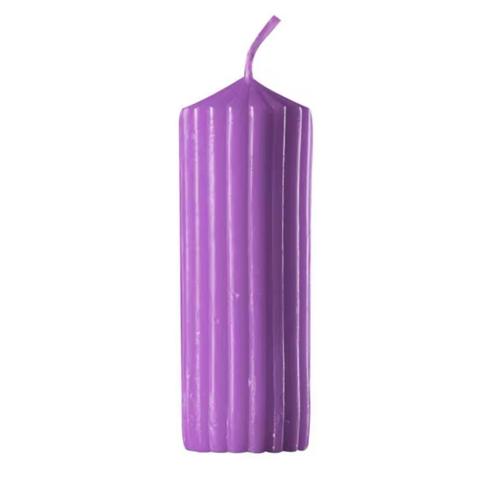 Purple candle on a white background